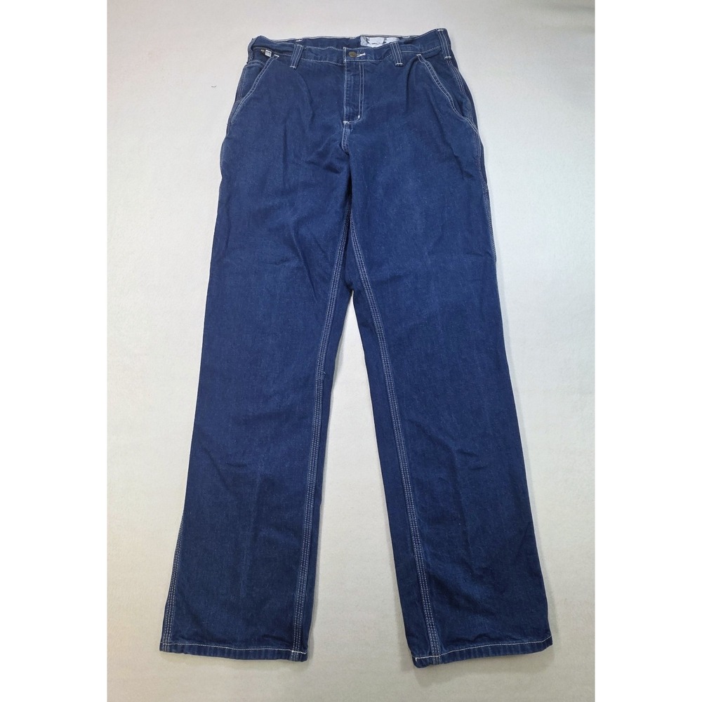 Carhartt FR Jeans Mens 32x34 Work Pants Blue Cargo Cat2 Carpenter 290-83